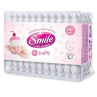 Ватные палочки Smile Baby для детей с ограничителем, 60 шт 